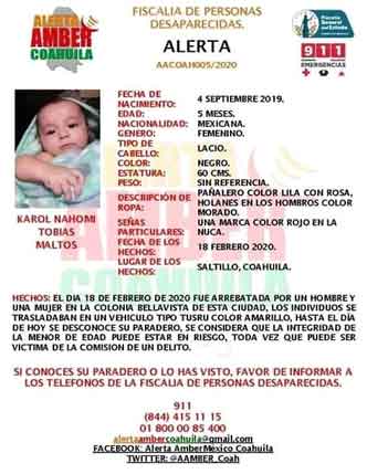 Le arrebatan bebé de sus brazos en Saltillo 1 COAHUILA 2 1