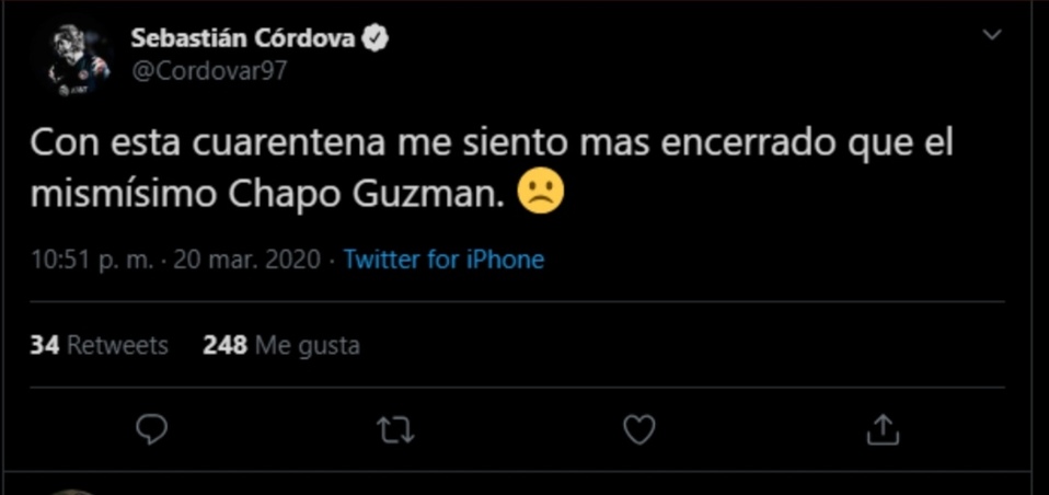 En cuarentena me siento más encerrado que el Chapo: Córdova 1 cordova chapo