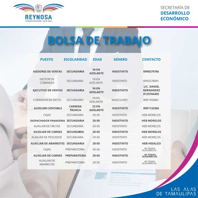 En Reynosa gestionan empleos para comercio, industria y servicios 1 BOLSA