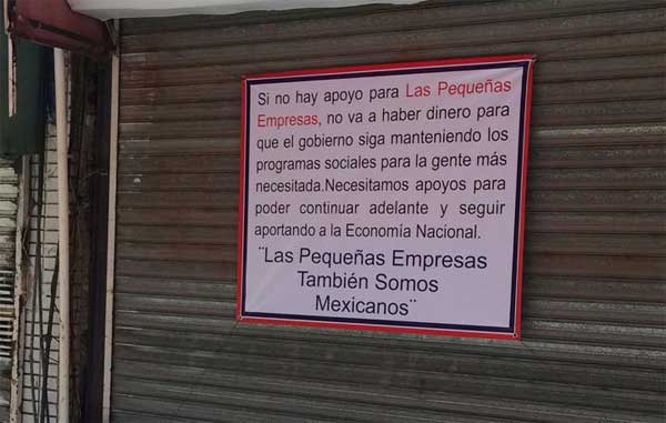 Comerciantes de Peatonal Hidalgo lanzan mensaje de auxilio a AMLO 2 LETRERO 2