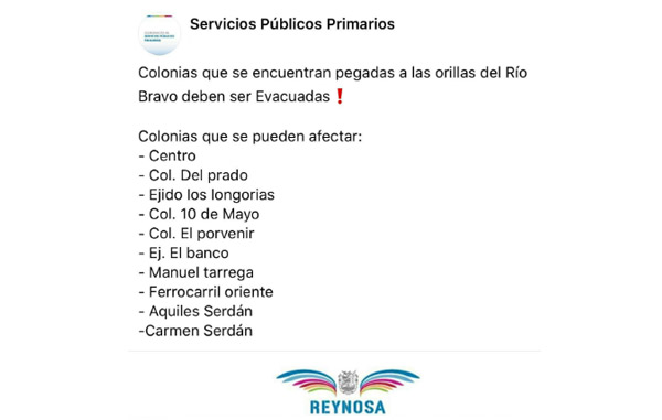 Aviso para habitantes cercanos al Río Bravo 1 111 1