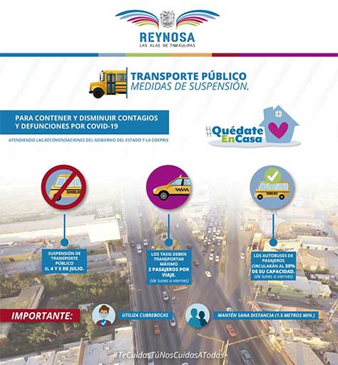 Reducen circulación en Reynosa y no habrá transporte público sábado y domingo 1 ANUNCIO
