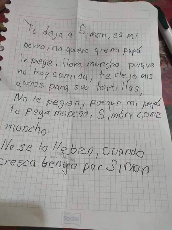 Niño sigue visitando a su perro ‘Simón’ en el albergue que lo dejó 1 carta simon