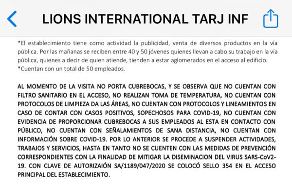 Suspende Salud a empresa para evitar contagios de Covid-19 1 lions2