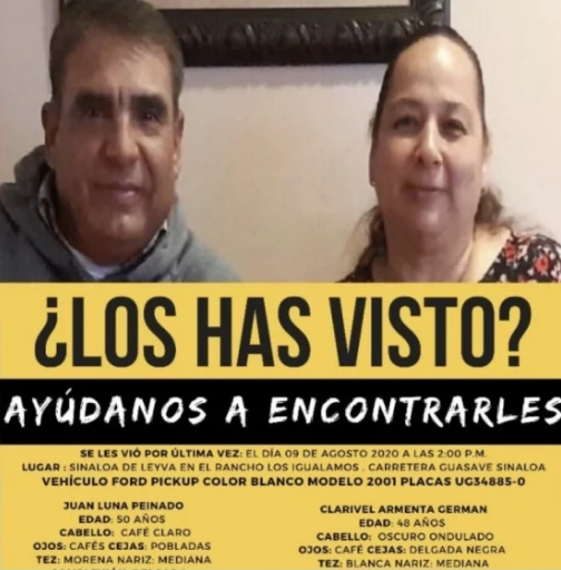Buscan a matrimonio desaparecido hace 50 días en Sinaloa 1 Captura de pantalla 2020 09 28 a las 12.07.27 p.m.