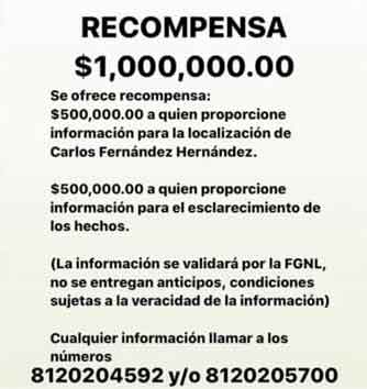 Recompensa millonaria para esclarecer desaparición de saltillense 1 Recompensa