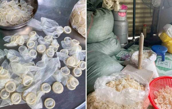Policía de Vietnam incauta miles de preservativos usados que se revenderían 1 condonesusados12