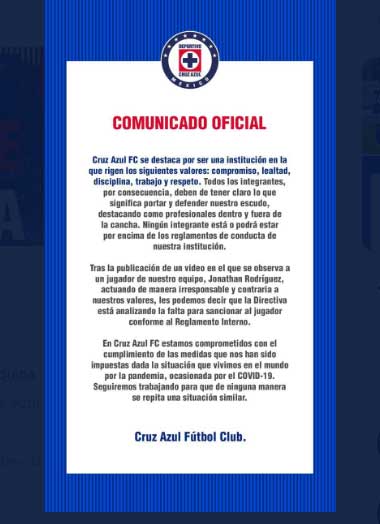 Cruz Azul: 'Cabecita' Rodríguez recibirá fuerte sanción 1 COMUNICADO