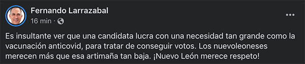 Acusa Larrazabal a Clara Luz de ‘insultar’ a NL 1 172248467 374345577050380 417110728898736126 n