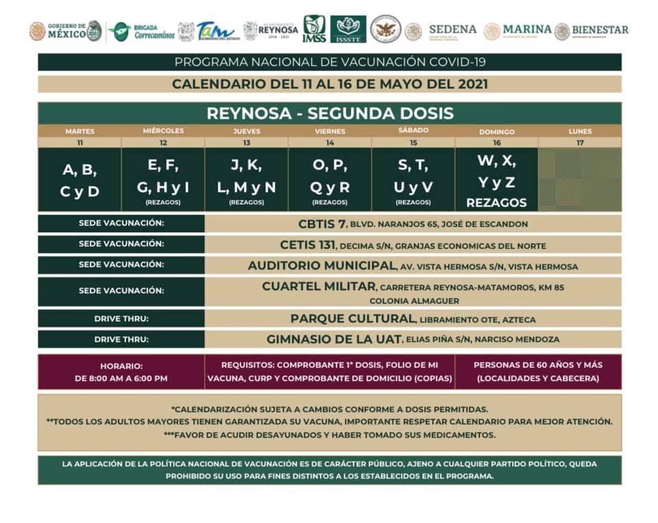 Inicia martes 11 segunda dosis de vacuna a adultos mayores en Reynosa 1 184248098 814850719156105 9014467632788135266 n