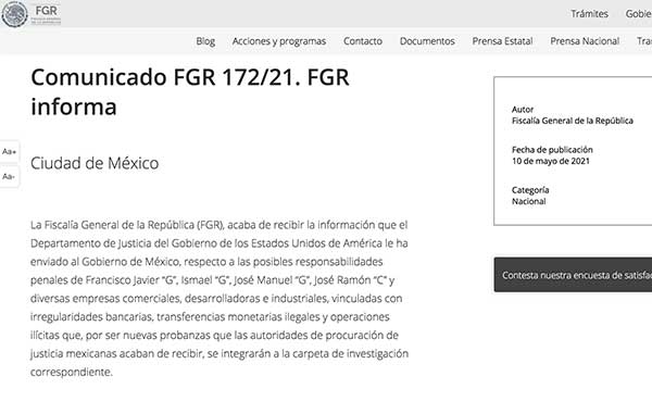 Ahora Estados Unidos pide investigar a Cabeza de Vaca 1 COM