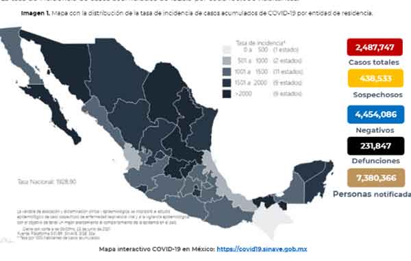 México asciende a 231 mil 847 muertes por Covid-19 1 MAPA