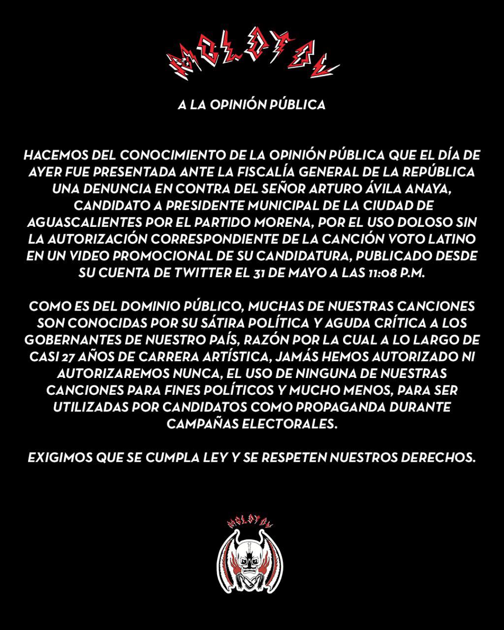 Se la cumplen; denuncia Molotov a candidato de MORENA por plagio 2 Moloov 2