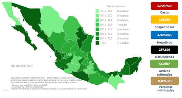 Fallecen 419 de Covid-19 en México; suman 237 mil 626 1 MAPA 13
