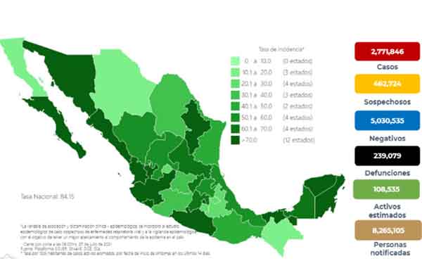 Mueren 484 de Covid-19 en México: suman 239 mil 079 1 MAPA 16