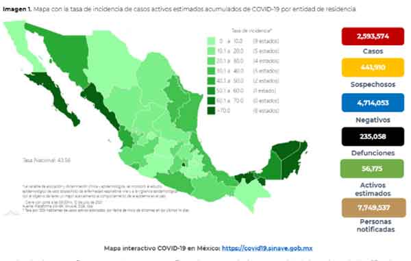 Fallecen 89 de Covid-19 en México; suman 235 mil 068 1 MAPA 7