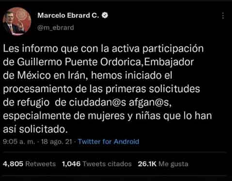 Sin instrucciones para refugiar afganos en la frontera 1 tuit