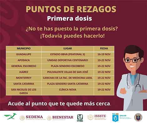 Anuncian fechas de vacunación para rezagados en Nuevo León 1 TABLA