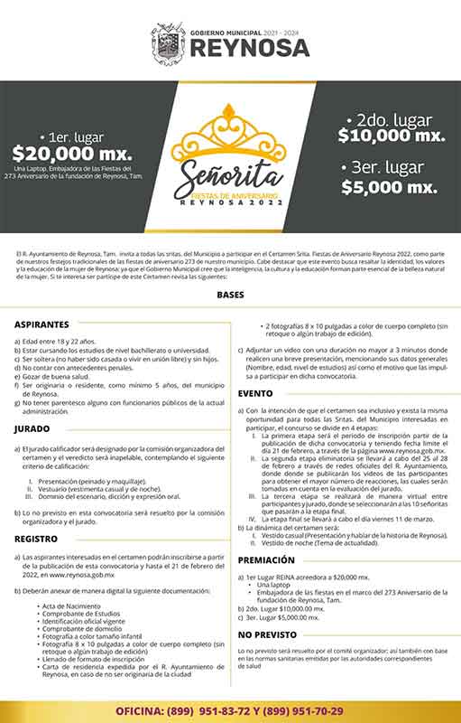 Inicia la convocatoria 'Señorita Fiestas de Aniversario' 1 BASES