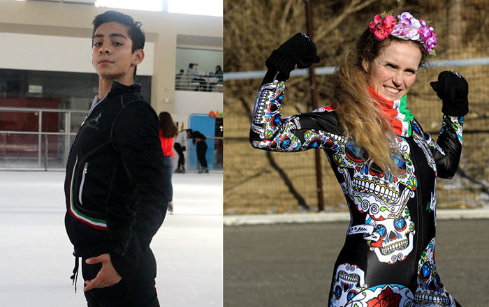 Donovan Carrillo y Sarah Schleper con la bandera de México en Beijing 1 donovan 1