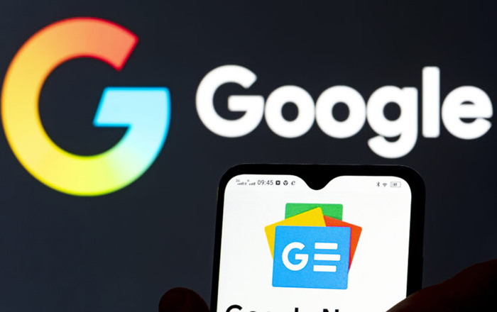 In this photo illustration a Google News logo seen displayed