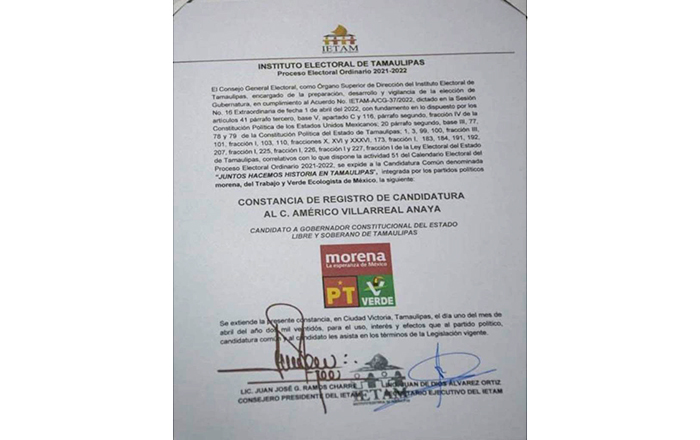 IETAM válida registro de Américo como candidato de MORENA a la gubernatura 1 277469775 344329090991869 1146664574650062988 n