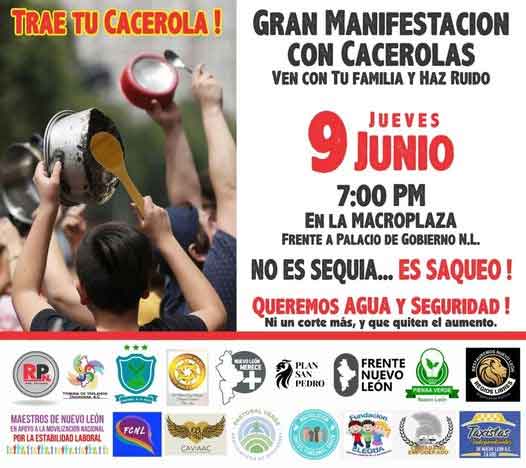 Protestan con cacerolas por falta de agua en Monterrey 1 CACEROLAS 2