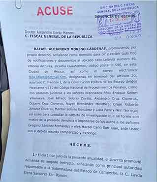 Denuncia 'Alito' Moreno a Layda Sansores ante la FGR 1 ALITO DENUNCIA