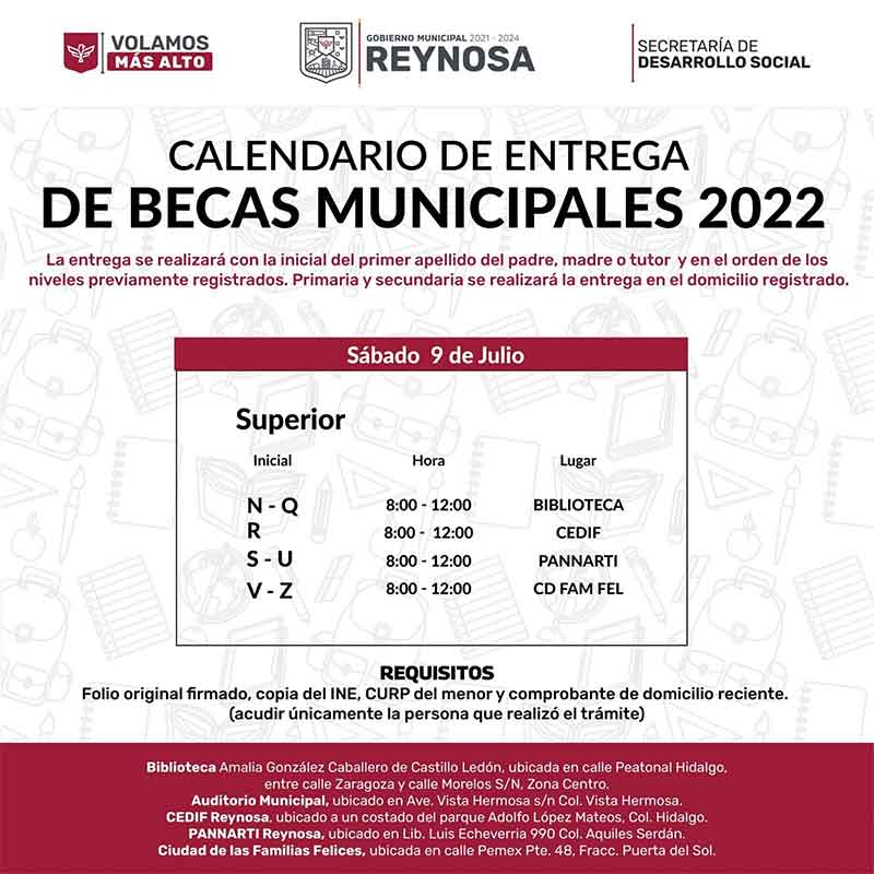 Anuncian becas municipales para este sábado 9 de julio 1 BECAS SABADO
