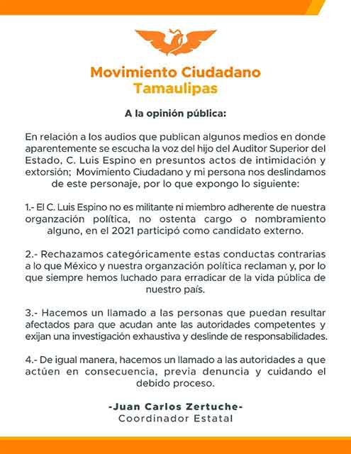 Se desliga MC de Luis Espino; exhibido en complot contra alcalde de Reynosa 1 CARTA MC