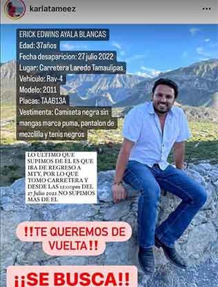 Sin rastro aún de regio desaparecido en la carretera Monterrey-Nuevo Laredo 1 ERICK 2