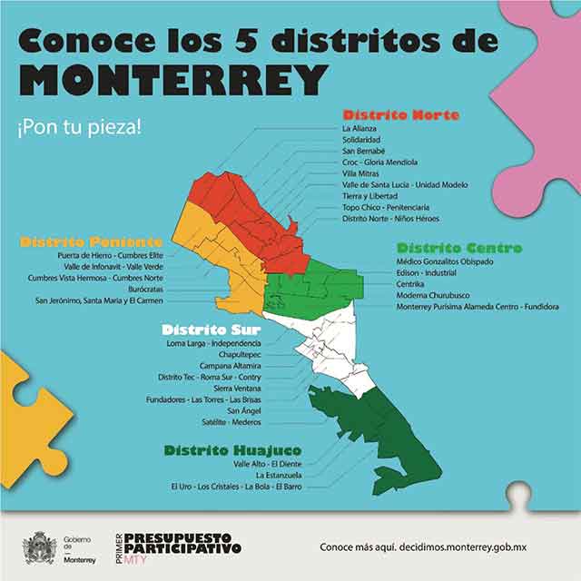 Todo Monterrey tendrá obras de presupuesto participativo 1 MAPA 1