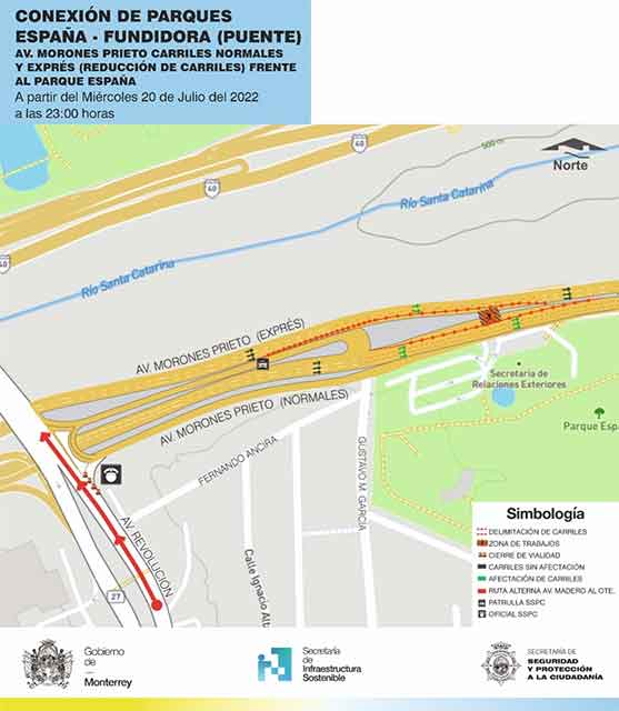 Cerrarán un carril de Morones Prieto por interconexión 1 MAPA 5