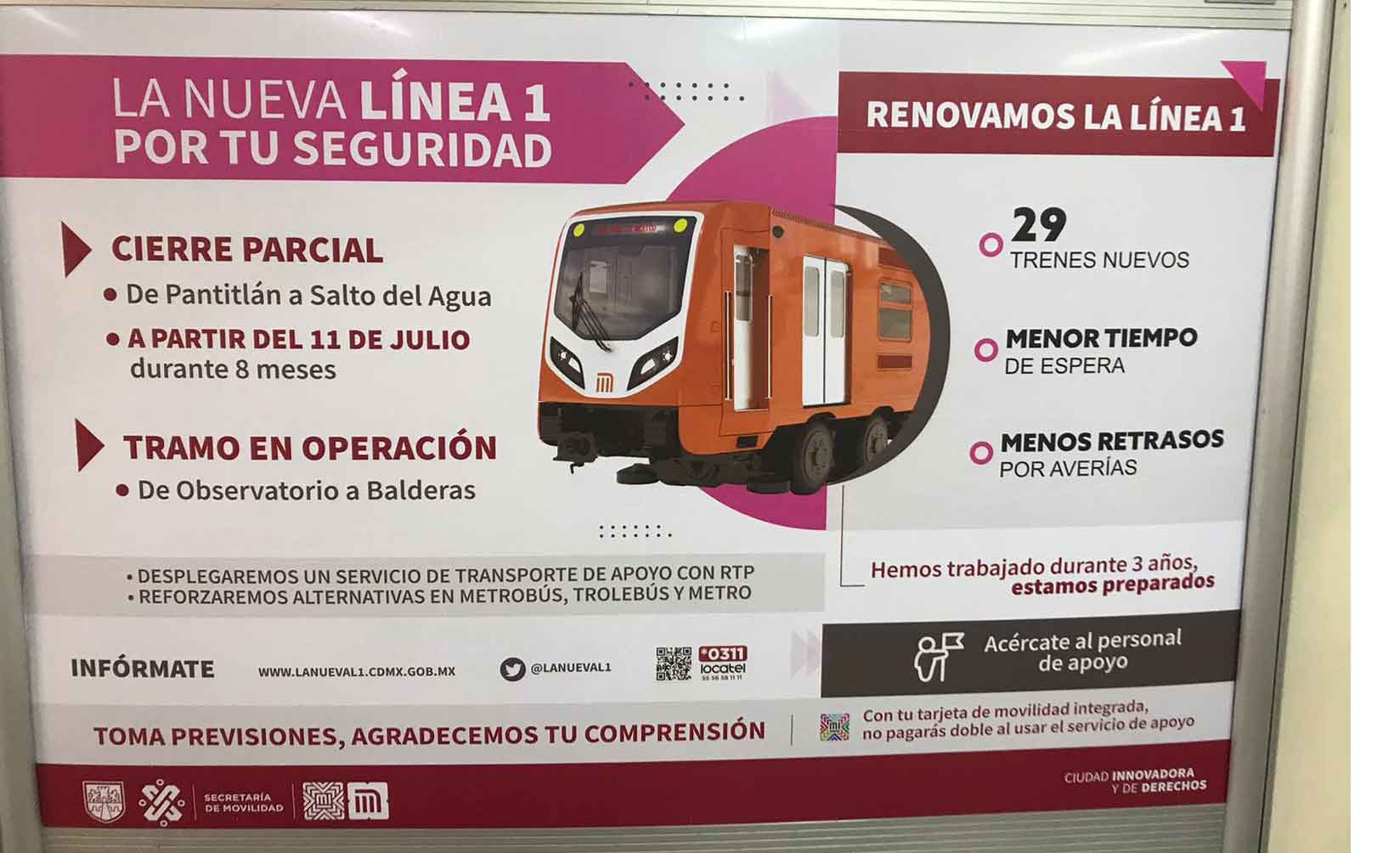 Cierran de forma parcial la Línea Rosa del Metro 3 METRO