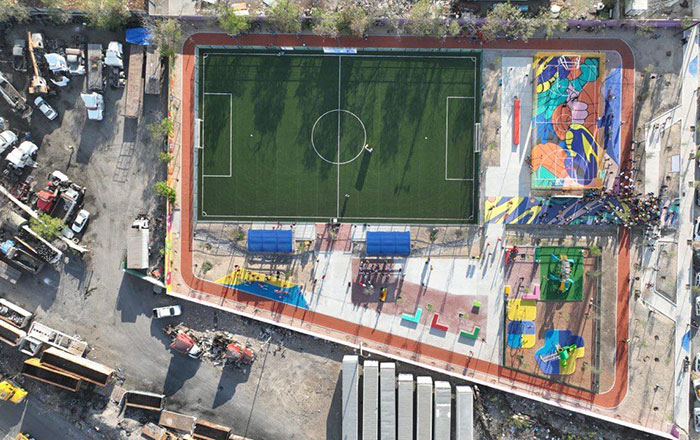 Inaugura Colosio Multideportivo con videovigilancia en colonia 1 cancha