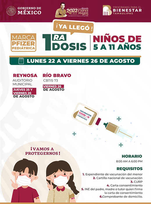 Más vacunas para niños de 5 a 11 años en Reynosa 1 299502064 589231562919418 912307383114093806 n