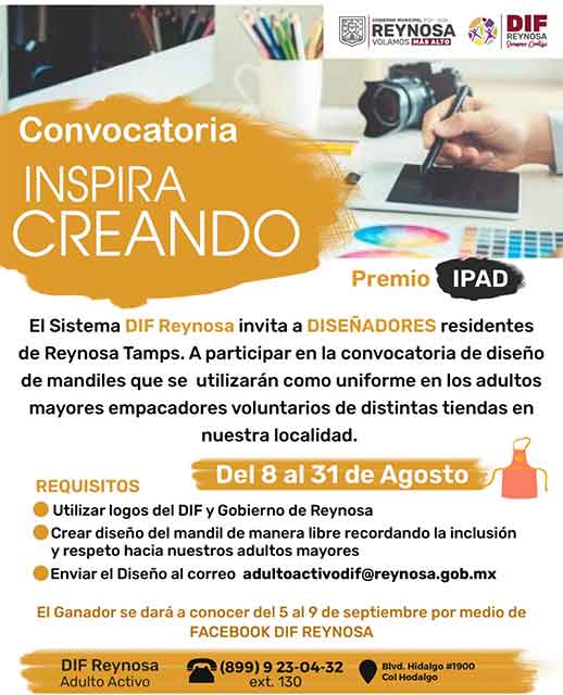 Invita DIF Reynosa a crear mandil para 'abuelitos' 1 CONCURSO