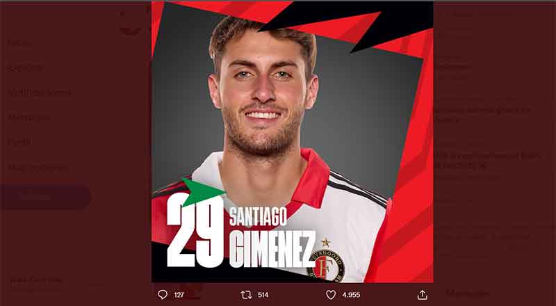 'El Chaquito' Giménez debuta con el Feyenoord 1 SANTIAGO GIMENEZ