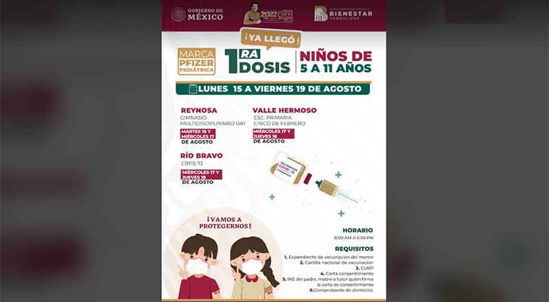Hay más vacunas antiCovid para niños de 5 a 11 años en Reynosa 1 VACUNAs