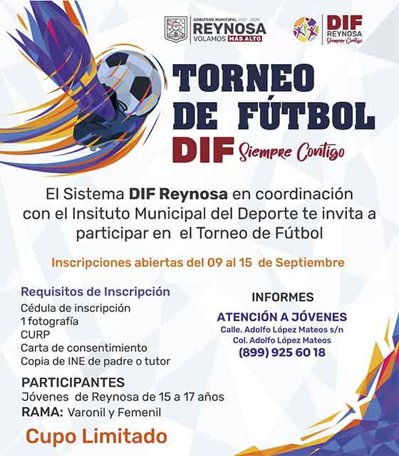 Invita DIF Reynosa a torneo de futbol 1 DIF FUTBOL