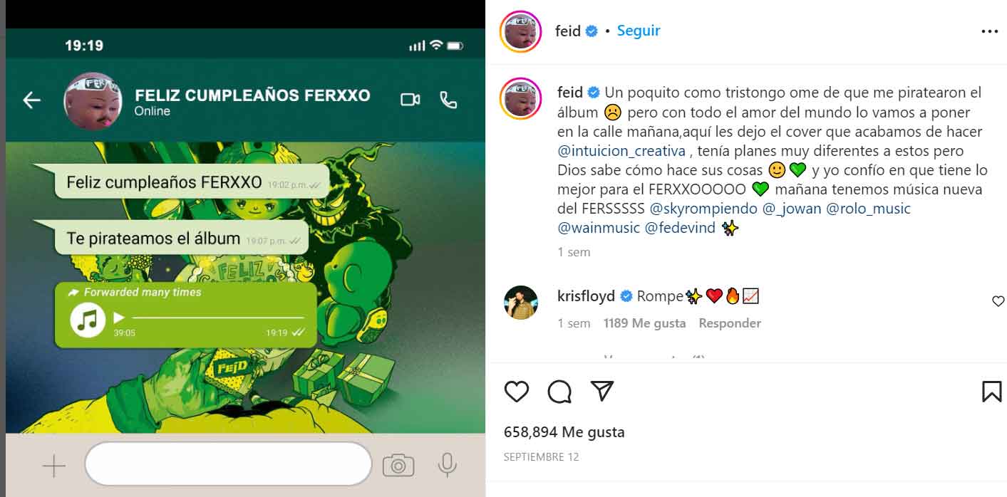 ¡Ups! El reguetonero Feid lanza álbum tras filtración en redes 1 DISCO