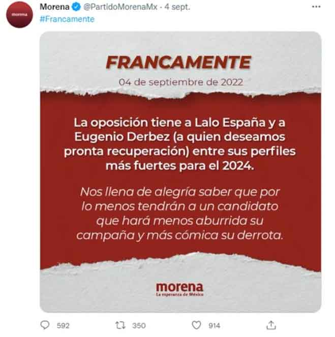 'Fanatismo político', dice Lalo España sobre comentarios 1 LALO ESPANA 2