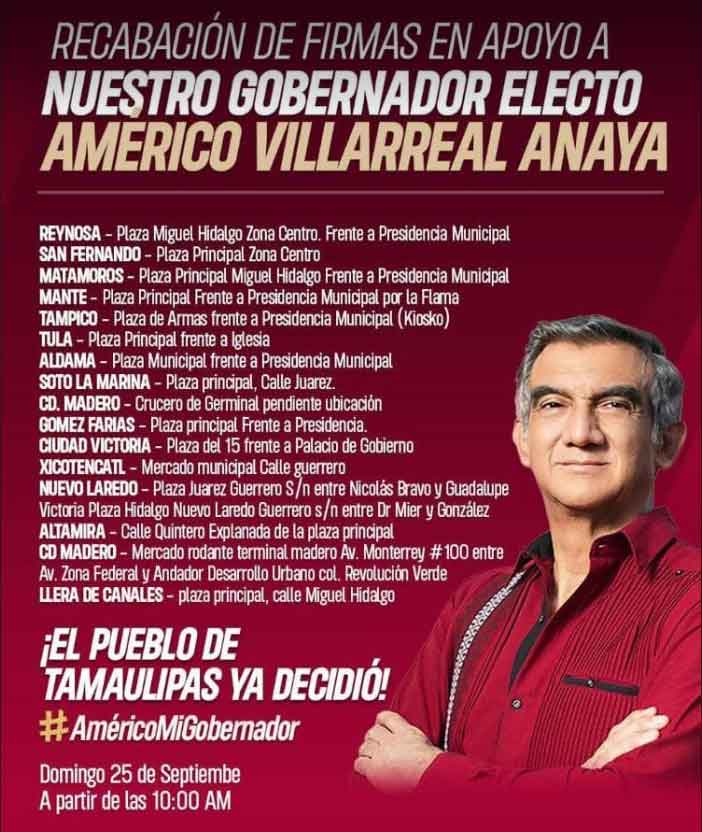 Recaban firmas en apoyo al gobernador electo Américo Villarreal 1 POSTER 1