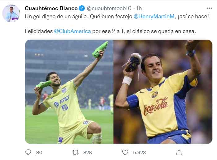 Cuauhtémoc Blanco envía mensaje a Henry Martín 1 TUIT 2