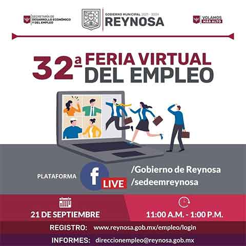 Harán la Feria Virtual de Empleo 32 en Reynosa 1 feria 1