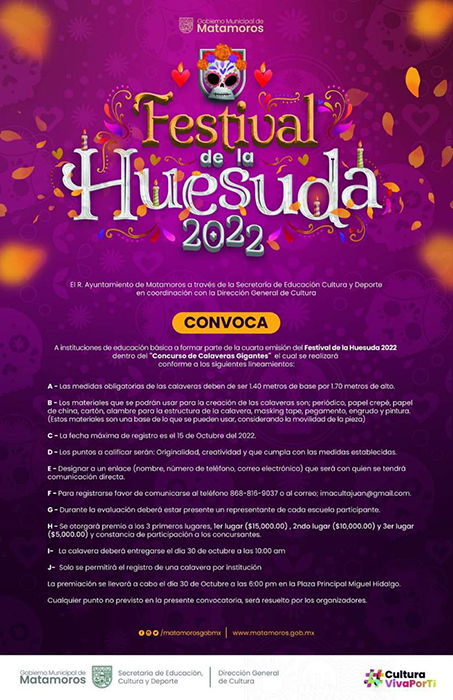 Convoca Matamoros a escuelas a participar en ‘Concurso de Calaveras Gigantes’ 1 283761653 1158116615117388 4241427218570359804 n