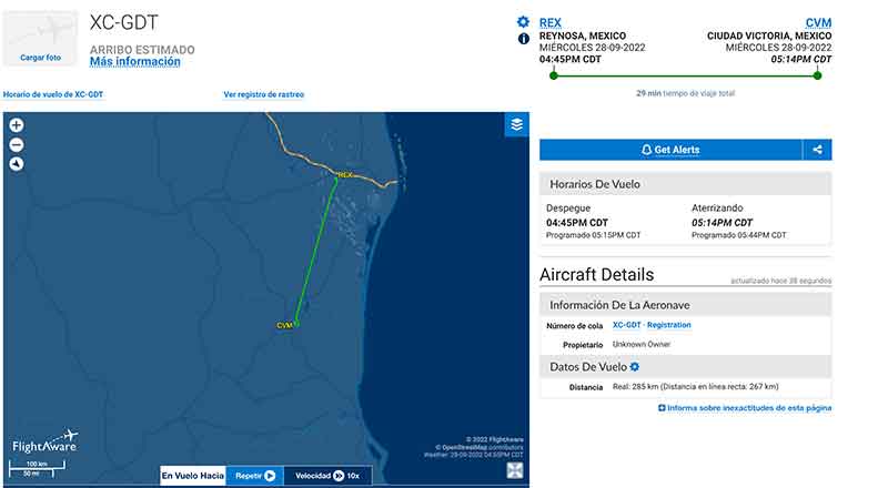 Avión de Cabeza de Vaca voló a la frontera una hora antes de sesión del TRIFE 2 CABEZA 3
