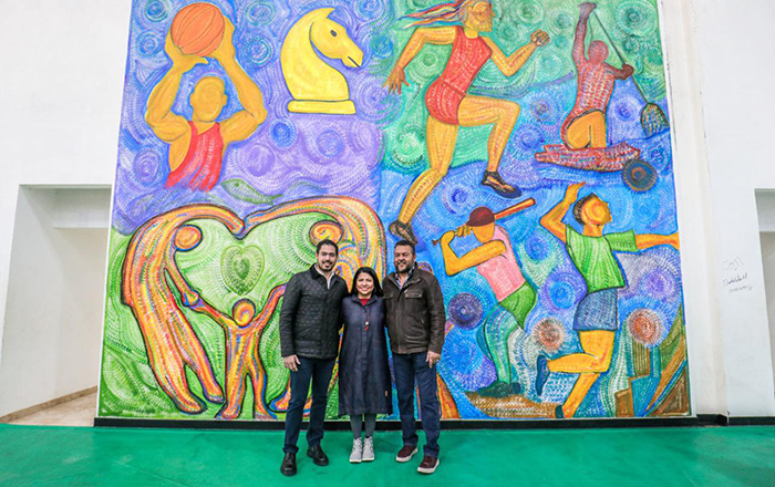 Inauguran mural artístico en gimnasio de Santiago 2 327458615 2136133123238748 5554617821827701836 n