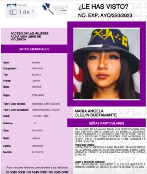 Buscan a María Ángela de 16 años; se la llevaron de Indios Verdes 1 Captura de pantalla 2023 01 20 a las 11.14.13