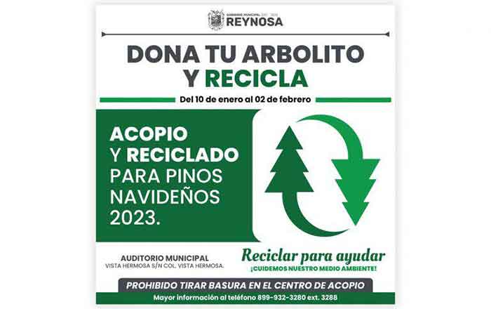 ¿Ya llevaste tu pino navideño al centro de acopio de Reynosa? 1 PINO NAVIDAD